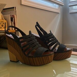 Vince Camuto Dark Blue Suede Wedge Sandals